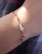 Bracelet C&oelig;ur Soleill&eacute; en Or Jaune 18K avec Pierres Roses et Violettes