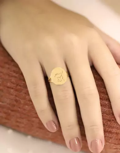 Bague Ronde Maman B&eacute;b&eacute; en Or &agrave; Personnaliser