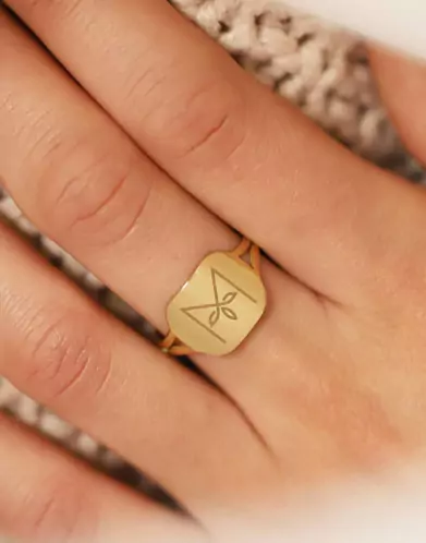 Bague Rectangle Alphabet Floral