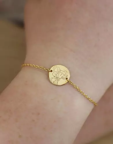 Bracelet Cha&icirc;ne Fille Lapin en Or - La F&eacute;e Galipette