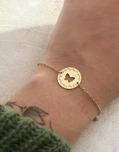 Bracelet Papillon Ajour&eacute; Femme Couronne de Laurier
