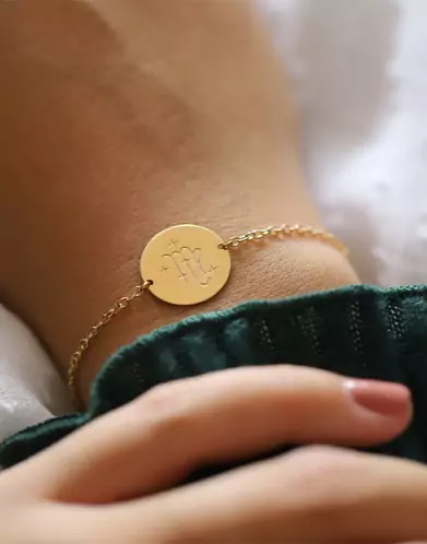 Bracelet Rond Femme Signe Zodiaque Stylis&eacute; en Or Personnalisable
