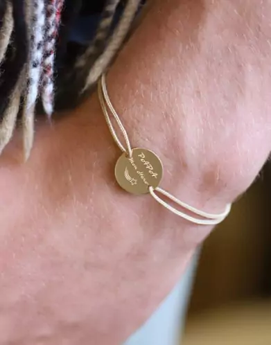 Bracelet Rond Cordon Papa Mon Hero en Or &agrave; Personnaliser