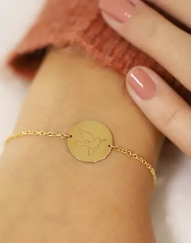 Bracelet Rond Enfant Colombe en Or Personnalisable