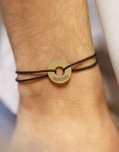 Bracelet Cordon Personnalis&eacute; Or Cercle