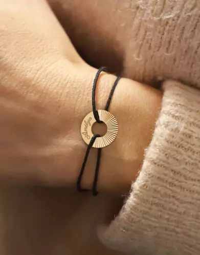 Bracelet Cordon Personnalis&eacute; Or Cercle Soleill&eacute;