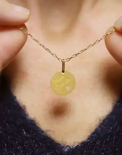 M&eacute;daille Ajour&eacute;e C&oelig;ur Mon Coeur en Or Personnalisable