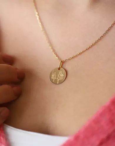 M&eacute;daille Ronde M Famille Balan&ccedil;oire en Or Personnalisable