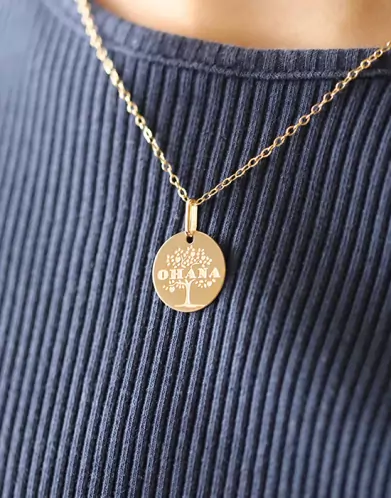 M&eacute;daille Ronde M Arbre de Vie Ohana en Or Personnalisable