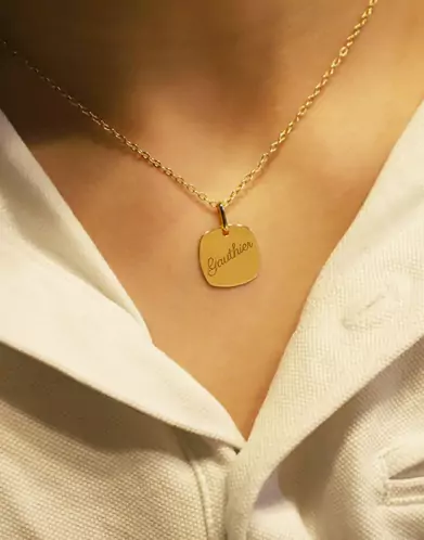 M&eacute;daille Carr&eacute;e en Or &agrave; Personnaliser Taille M