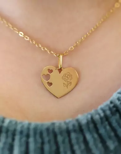 M&eacute;daille Coeur M Ajour&eacute;e Coeurs Fleur de Naissance