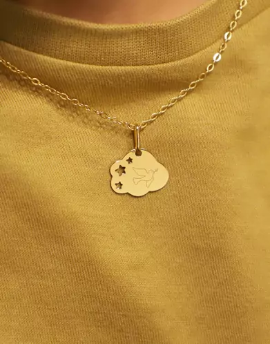 M&eacute;daille Nuage M Ajour&eacute;e &Eacute;toiles Colombe