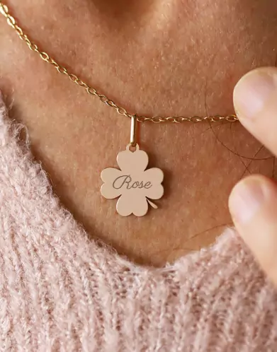 Pendentif Tr&egrave;fle en Or &agrave; Personnaliser