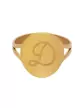 Bague Ronde Lettre Grav&eacute;e Style Calligraphie en Or Personnalisable