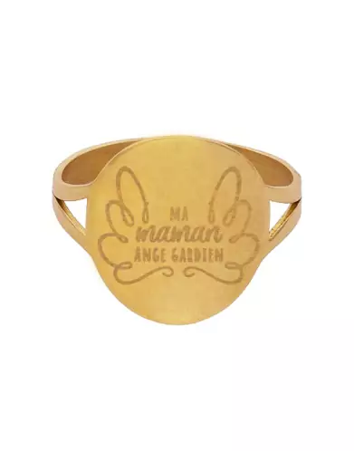 Bague Ronde Ma Maman Ange Gardien en Or &agrave; Personnaliser