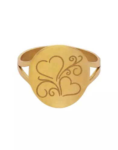 Bague Ronde Duo C&oelig;urs en Or &agrave; Personnaliser
