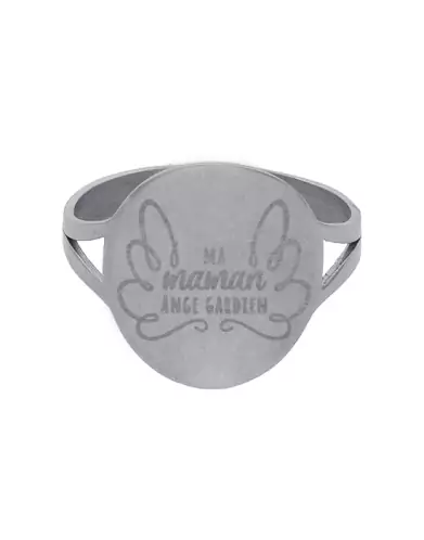 Bague Ronde Ma Maman Ange Gardien en Or &agrave; Personnaliser