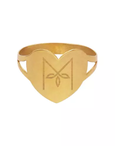 Bague Coeur Lettre grav&eacute;e Style Floral