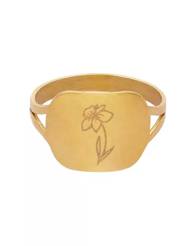 Bague Rectangle Or Fleur de Naissance