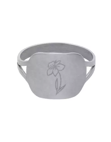 Bague Rectangle Or Fleur de Naissance