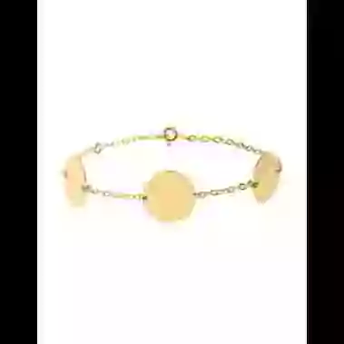 Bracelet Trois M&eacute;dailles Rondes en Or &agrave; Graver image cachée