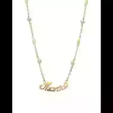 Collier Pr&eacute;nom Lettres Anglaises en Or et Perles Personnalisable image cachée