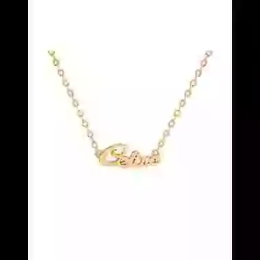 Collier Pr&eacute;nom Typographie Cursive en Or Personnalisable image cachée