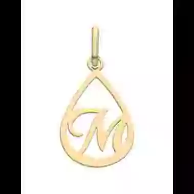 Pendentif Goutte Ajour&eacute;e Initiale en Or Personnalisable image cachée