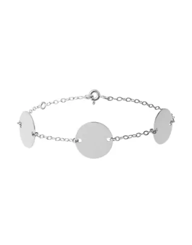Bracelet Trois M&eacute;dailles Rondes en Or &agrave; Graver