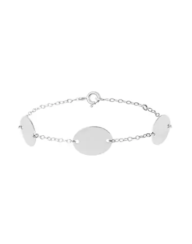 Bracelet Trois M&eacute;dailles Ovales en Or &agrave; Graver