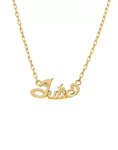 Collier Pr&eacute;nom Lettres Anglaises en Or avec Brillant Personnalisable