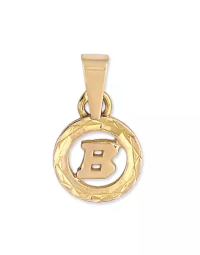 Pendentif Initiale Lettre B&acirc;ton Cercl&eacute;e en Or Personnalisable