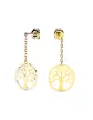 Boucles d&rsquo;Oreilles Pendantes Arbre de Vie Cercl&eacute; en Or