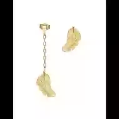 Boucles d&rsquo;Oreilles Plumes Asym&eacute;triques en Or image cachée