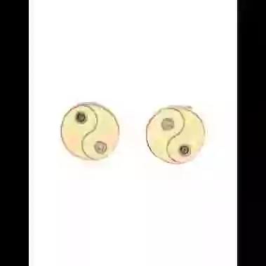 Boucles d&rsquo;Oreilles Yin Yang en Or et Pierres image cachée