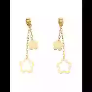 Boucles d&rsquo;Oreilles Pendantes Fleurs en Or image cachée