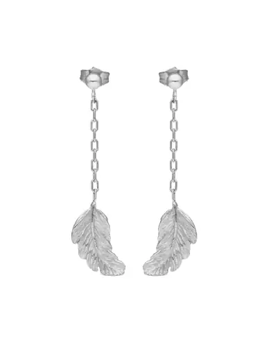 Boucles d&rsquo;Oreilles Plumes Pendantes en Or