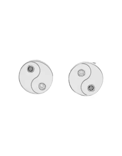 Boucles d&rsquo;Oreilles Yin Yang en Or et Pierres