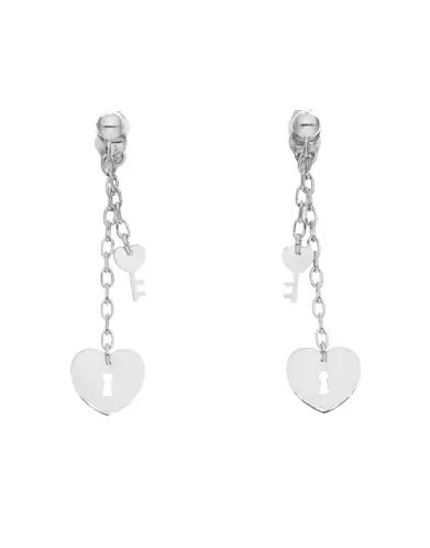 Boucles d&rsquo;Oreilles Pendantes Cl&eacute; de mon Coeur en Or