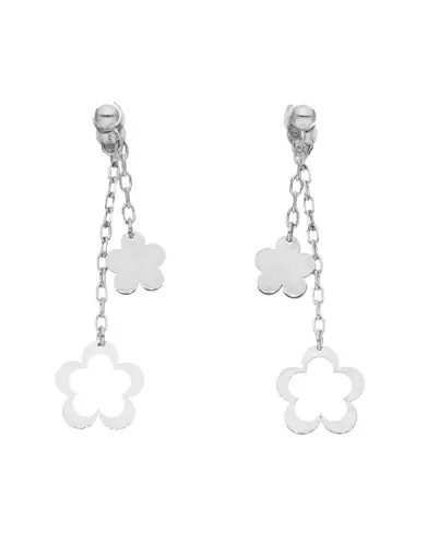 Boucles d&rsquo;Oreilles Pendantes Fleurs en Or