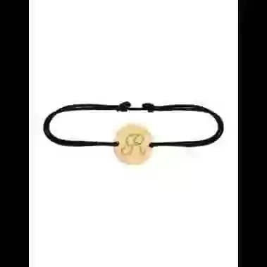 Bracelet Rond Cordon Lettre Grav&eacute;e Style Calligraphie en Or Personnalisable image cachée