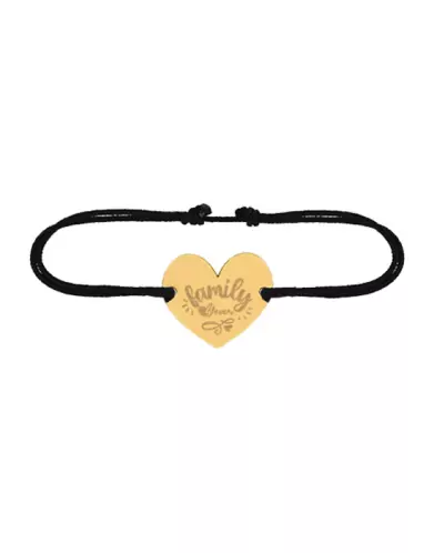 Bracelet C&oelig;ur Family Forever en Or Personnalisable sur Cordon