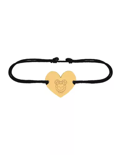Bracelet C&oelig;ur Signe Zodiaque Enfantin en Or Personnalisable sur cordon