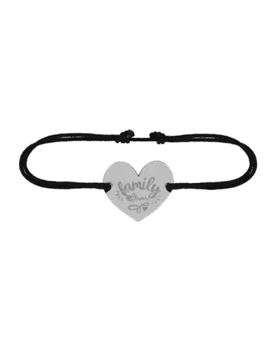 Bracelet C&oelig;ur Family Forever en Or Personnalisable sur Cordon