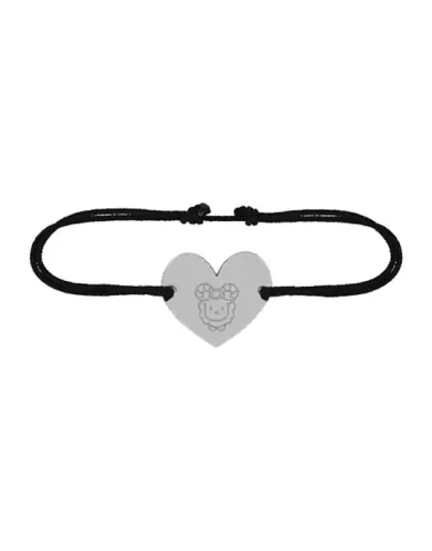 Bracelet C&oelig;ur Signe Zodiaque Enfantin en Or Personnalisable sur cordon