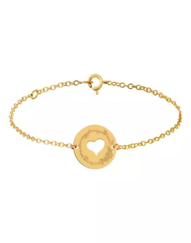 Bracelet Coeur Ajour&eacute; Femme D&eacute;cor Fleur