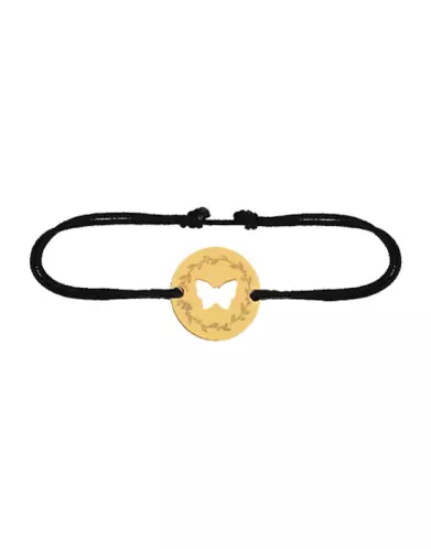 Bracelet Papillon Ajour&eacute; Cordon D&eacute;cor Laurier