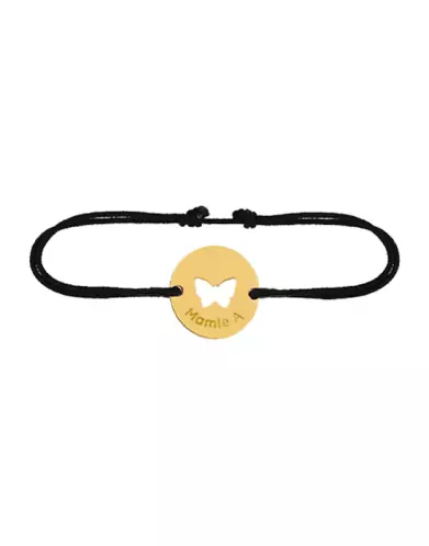 Bracelet Papillon Ajour&eacute; Or Cordon Personnalisable