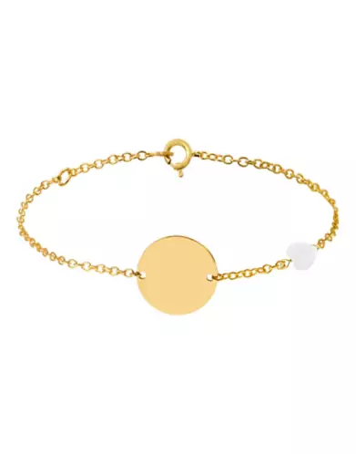 Bracelet Or Cha&icirc;ne Personnalis&eacute; Enfant Nacre C&oelig;ur