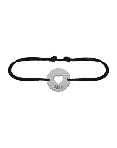 Bracelet Rond C&oelig;ur Ajour&eacute; en Or Personnalisable Cordon